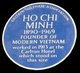 United Kingdom / Vietnam: Commemorative plaque affixed to the wall of the New Zealand High Commission, London, once the site of the Carlton Hotel (1899-1940) where Ho Chi Minh worked for a period in 1913
